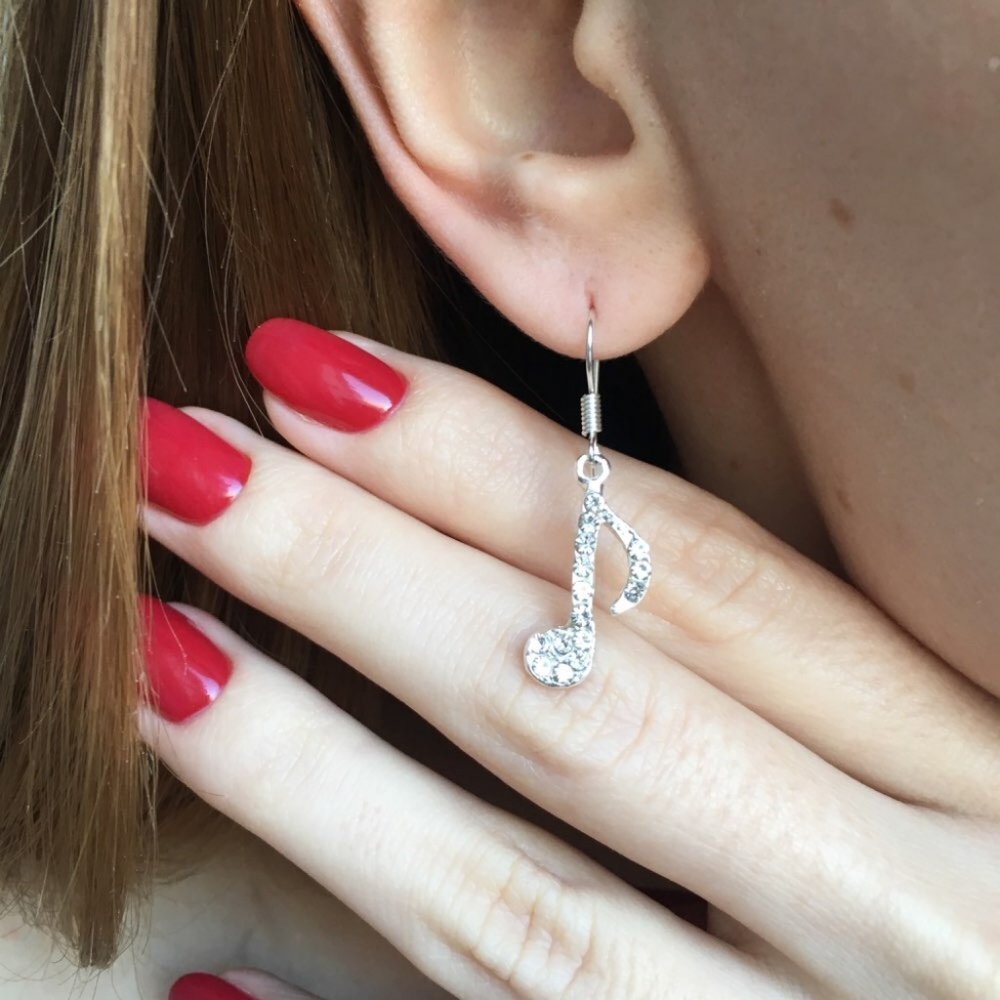 Musical Notes Earrings Asymmetrical Mismatched - Picture 4 of 5